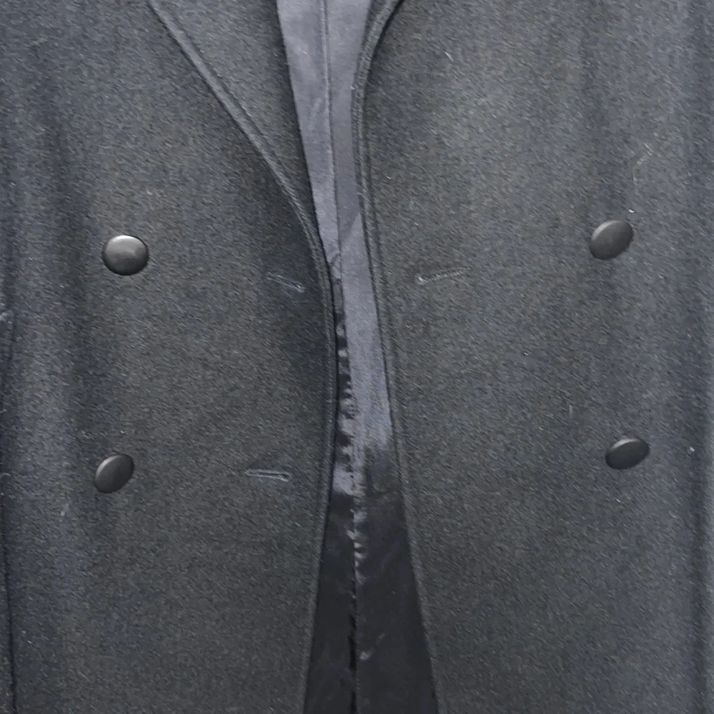 Beautiful VINTAGE black 100% wool with leather trim - Picture 4 of 5